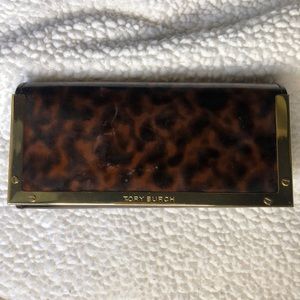 Tory Burch Tortoiseshell and gold sunglasses case